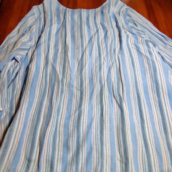 Catherines 4X Blue Striped 3/4 Sleeve Tunic Top Plus Size Womens Blouse - Picture 9 of 9